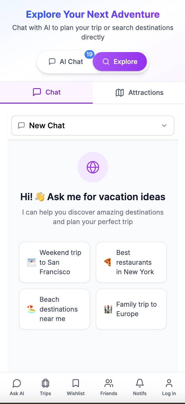 TravelXP App Interface